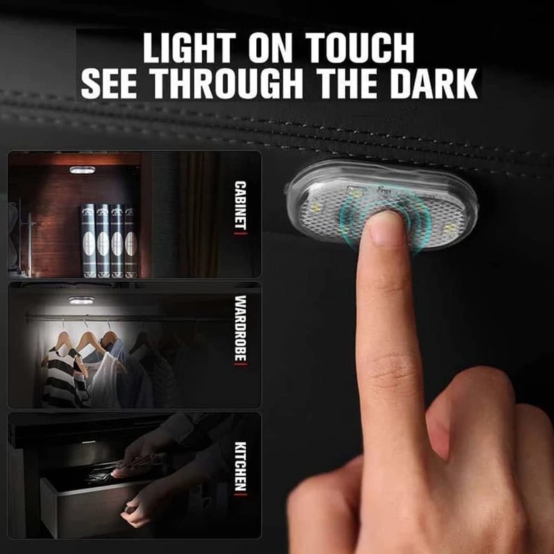 2Pcs Car Interior LED Sensor Light USB Rechargeable Touch Switch