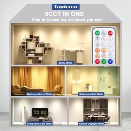 Iluminación Empotrada de 5/6 Pulgadas, Juego de 6 Luces LED de Lata Cambiables de Color para Techo, 13W 1050LM Luces Empotradas de Reajuste con Moldura Deflectora, Downlight RGBCW Regulable por