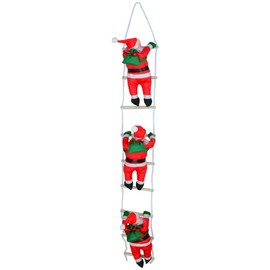 Santa Ladder Heliltd Christmas Tree Ornament Santa Claus Doll for Christmas Party Hanging Decoration 3 Persons 105cm Length
