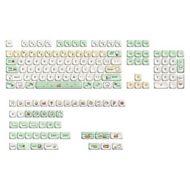 Owpkeenthy PBT Keycaps - Keycaps 75 Percent, Green MOA Keycaps Cute Dye-Sublimation, Custom Keycaps Set for 61/64/68/84/87/100/104/108 Cherry MX Mechanical Keyboard (Green Puppy)