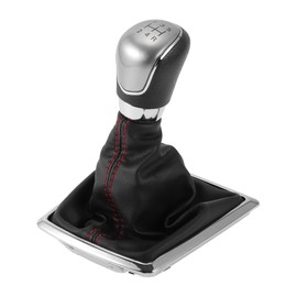TUCKBOLD 5 Speed Manual Gear Shifter Knob with Cover for Ford Focus 2 MK2 | Gearbox Stick Shifter Lever Knob Black Silver Tone Plastic Faux Leather 1 Pcs