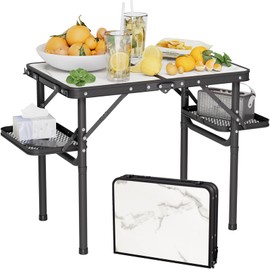 Titanker Folding Camping Table Small 2ft, Small Camp Table Portable with 50% Extra Space, Folding Picnic Table, Portable Beach Tables, Car Camping Essentials, Aluminum Light Solid