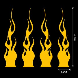 Zpana 4PCS Flame Car Reflective Sticker, 5.9'' Racing Sports Vehicle Stripe Decal, Waterproof Automotive Sticker Decoration Accessories, Universal for Off Road Motorcycles Golf Cart (Yellow)