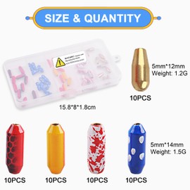 OROOTL Fishing Spinner Lure Bodies Kit, Brass Lure Bodies for Spinner Making Painted Lure Weights Fish Eye Beads Assortment Inline Spinnerbaits Fishing Lure Making Supplies, 50pcs