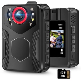 128GB Body Cameras with Audio and Video Recording: 1080P FHD Body Cam with IR Night Vision Video Recorder, 2.0” Screen, 10HR Battery, Wearable Camera Bodycam for Personal Civilians, Law Enforcement