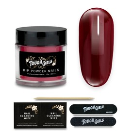 TOUGH GIRLS | Dip Powder | Includes Cuticle Stick, Nail File, Nail Buffer & Nail Wipes (Burgundy)