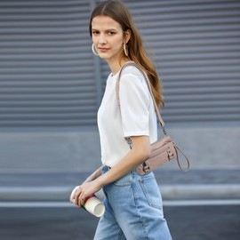 Haytijoe Triple Zip Crossbody Purses Small Crossbody Bags for Women Travel Cell Phone Purse Soft Leather Shoulder Handbags（Beige Small）