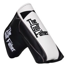 Golf Father Golf Putter Cover Magnetic Closure Blade Cover Pin Type Club Head Cover Stylish Black & White Synthetic Leather