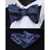SetSense Men's Floral Jacquard Woven Self Bow Tie Set