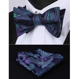 SetSense Men's Floral Jacquard Woven Self Bow Tie Set
