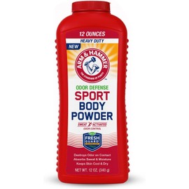 Arm & Hammer Odor Defense Sport Body Powder, Sweat-Activated Odor Control with Fresh Guard Technology, Destroys Odor on Contact, Absorbs Sweat and Moisture, Keeps Skin Cool & Dry, 12 oz (Pack of 2)