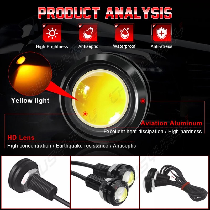 CHUSYYRAY 4xYellow LED Light Raptor Style Front Grille Light for