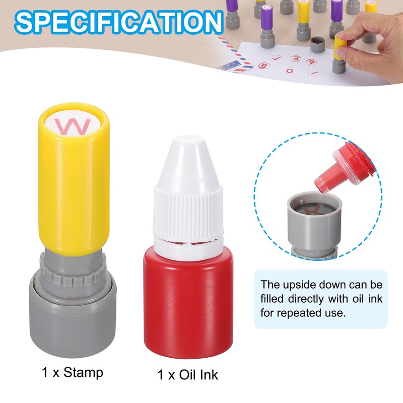 PATIKIL 10mm Letter Stamp, W Alphabet Stamp Mini Automatic Ink