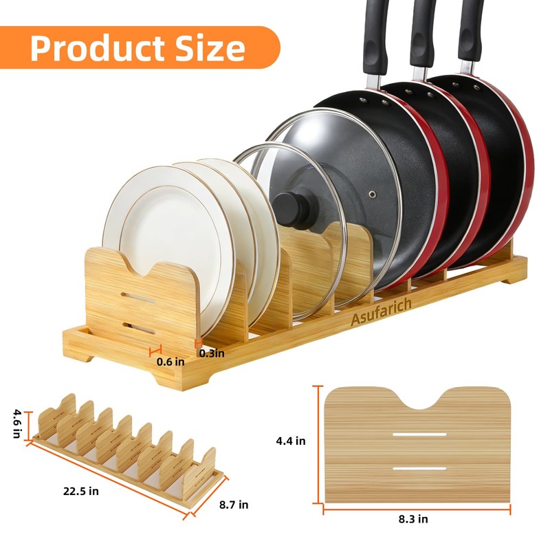 Asufarich Pots and Pans Organizer Under Cabinet, Cutting Board/Baking Sheets