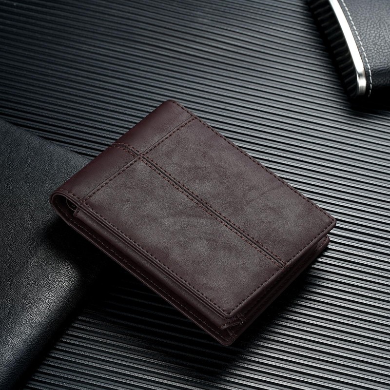 furid Top Grain Leather Wallet Men: RFID Minimalist Bifold Credit