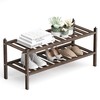 Dranixly Shoe Rack,2-Tier Bamboo Stackable Shelf Storage Organizer for Entryway,