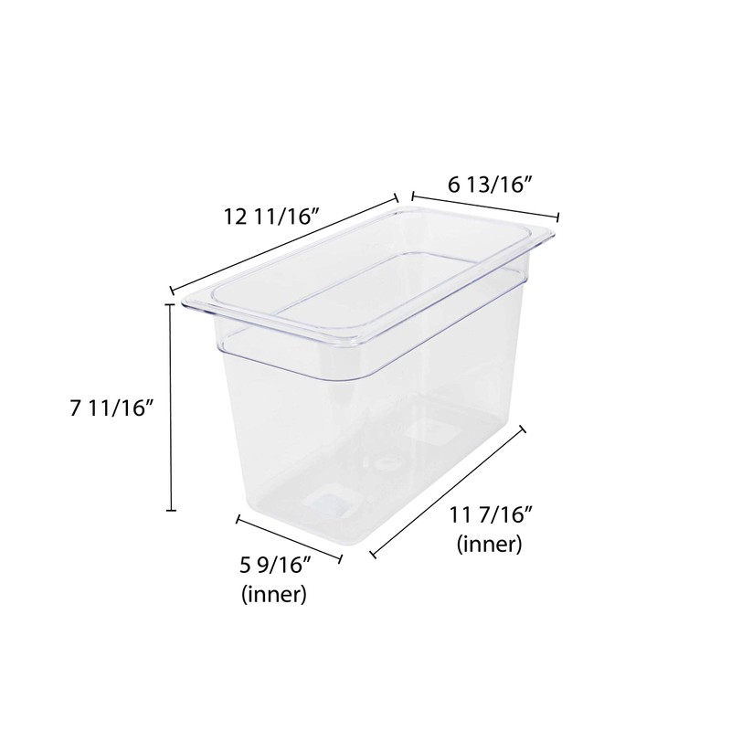 Excellante Third Size 8-Inch Deep Polycarbonate Food Pan