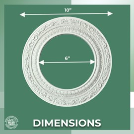 Renovators Supply Manufacturing Recessed Lighting Trim 10 in. Round White Polyurethane Ornate Recessed Ceiling Light Trims Pack of 5