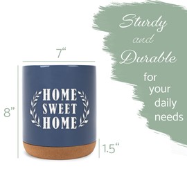 Elanze Designs Home Sweet Home Navy Blue X-Large Cork Bottom Kitchen Utensil Holder