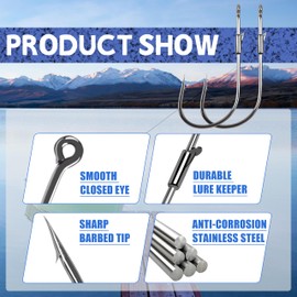 Professional Fishing Weedless Heavy Cover Flipping Worm Hooks, 10/20pcs Bass Texas Rig Drop Shot Rig Hooks with Bait Keeper Straight Shank Size 4/0 (20pcs)