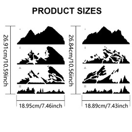 MAYJOYDIY 2pcs Layered Mountain Stencil 11.7×8.3inch Large Nature Mountain Forest Stencil Template with Paint Brush Reusable Tree Drawing Templates for Crafts Wall Art Furniture Wood Canvas