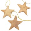 Handcrafted Olive Wood Star Ornaments for Christmas - Set of