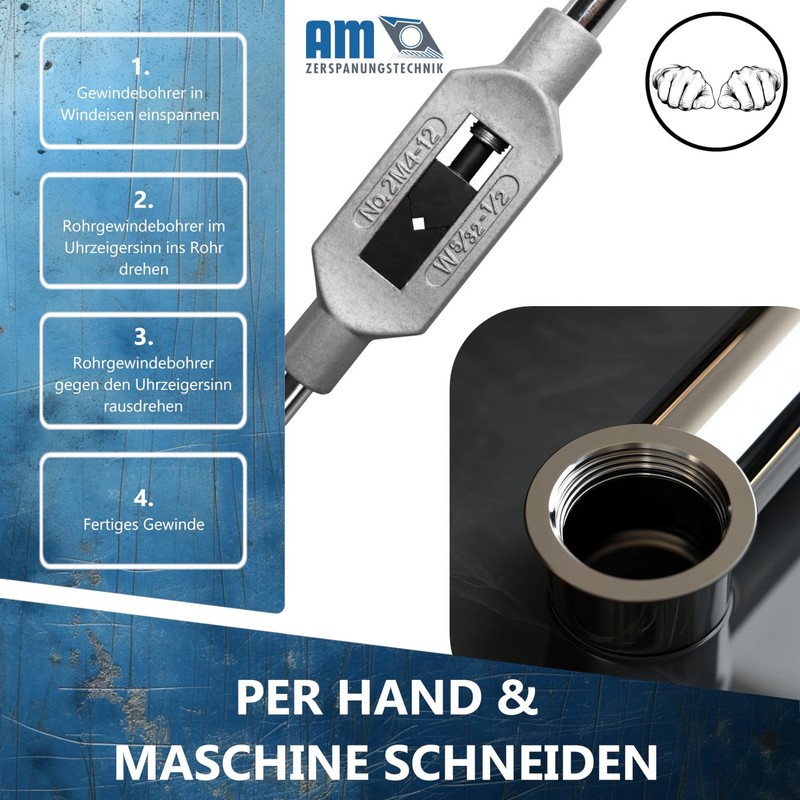 AM-Zerspanungstechnik Pipe Tap G1 1/4 Inch | HSS Pipe Tap
