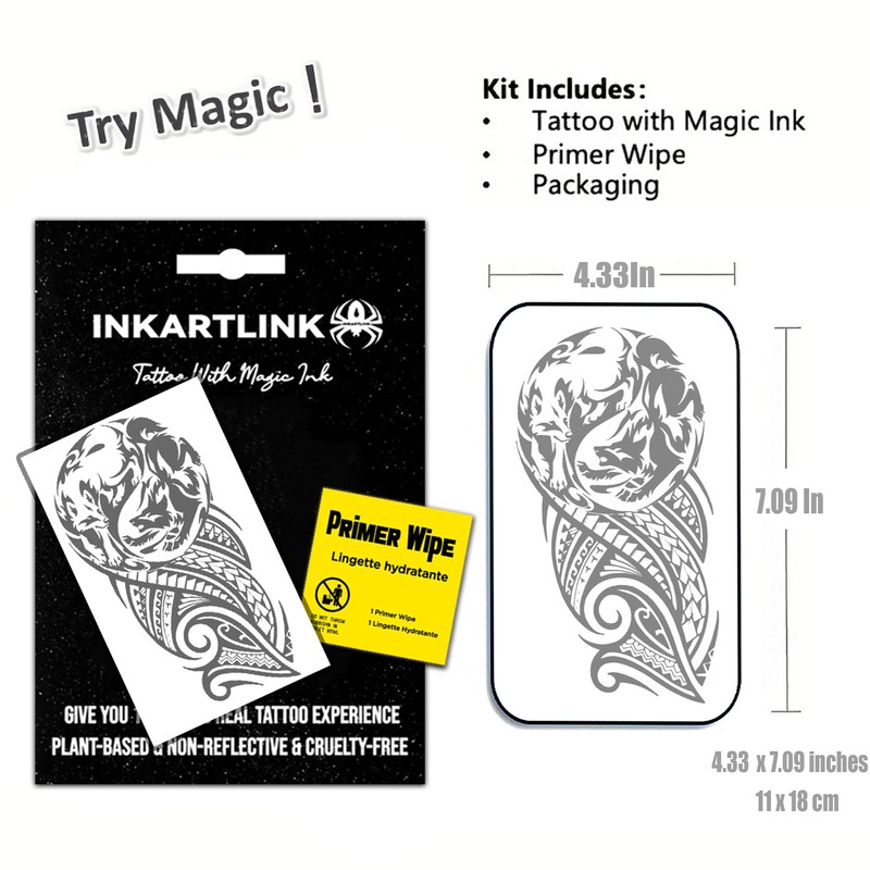 Half Arm Tribal Tattoo Temporary Tattoos, Realistic Waterproof