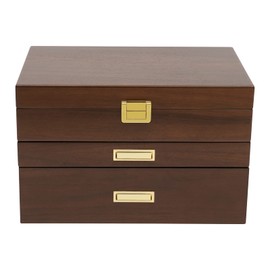 WANLECY Wooden Jewelry Box for Women, 3 Layers Large Wooden Jewelry Organizer Box Watches Necklace Ring Storage Box for Women (Walnut 3 Layer)