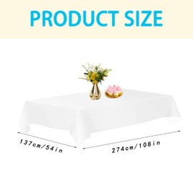 Disposable White Birthday Tablecloths, Pack of 4 Tablecloth Wedding, Waterproof Rectangular Tablecloth, Suitable for Party, Children's Birthday, Wedding, Christmas, 137 x 274 cm