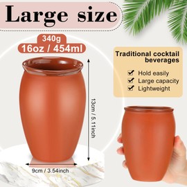 Gejoy 6 Sets Cantaritos De Barro Mexicanos 16 oz Cantaritos Shooters Pottery Taco Tuesday Mexican Clay Cup Fiesta De Barro Mexicanos Cocktail Cups Cocktail Glasses for Margaritas Mojitos