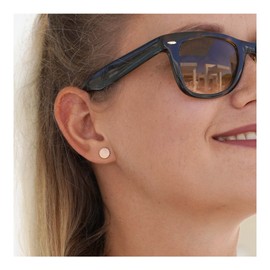 BAFFOS® Stud Earrings for Women - Women's Small Round Plate Earrings Made of Durable Stainless Steel in Rose Gold and Silver Jewellery + Gift Girlfriend, Stainless Steel