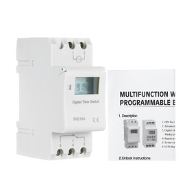 THC15A Digital LCD Power Programmable Timer Switch Relay 16A Amp Electronic Weekly 7 Days 16 On & Off Relay Timer Control AC/DC 24V Din Rail Mount Timing Switch