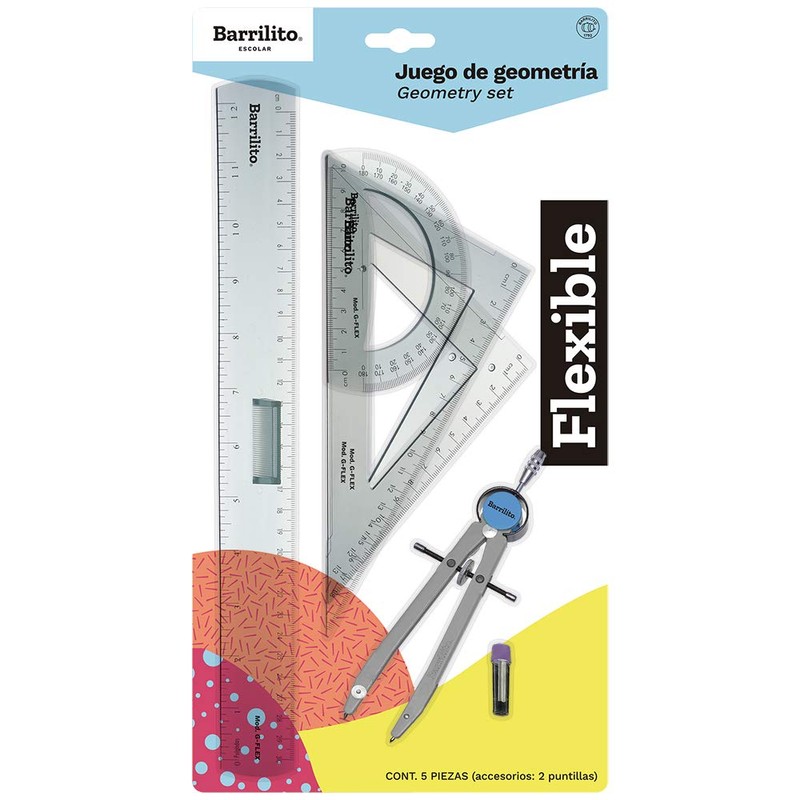Barrilito G-FLEX Juego de Geometría de Precisión, 5 Piezas