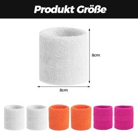 VIKY Pack of 6 Sweatband Wrists, Fitness Sweatband, Boys & Girls Sweatbands Wrist, Absorbent Sweatband Children, Cotton Sweatband Arm for Football, Basketball and Tennis Sports