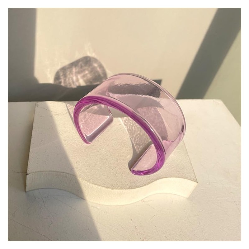 Acrylic Open Cuff Bracelet，Colorful Resin Geometric Simple Transparent Wide Chunky