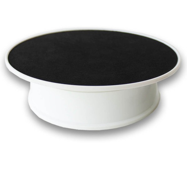 8" White Base Black Velvet Top Motorized 360 Degree Rotating
