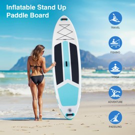 Sweetcrispy Inflatable Stand Up Paddle Board with Premium SUP Paddleboard Accessories,2-in-1 Paddle,Wide Stable Design,Non-Slip Comfort Deck for Adults & Youth of All Skill Levels,Blue