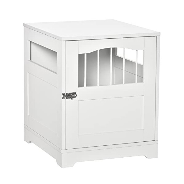 PawHut Furniture Style Dog Crate, Wooden End Table Pet Kennel