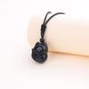 COAI Men's Women's Fox Pendant Black Obsidian Stone Necklace