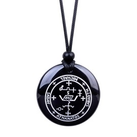 Archangel Michael Pendant - Miraculous Medal - Saint Michael Necklace for Men or Women - Genuine Black Agate Protection Amulet - Guardian Angel Sigil Medallion - Spiritual Gifts Jewelry