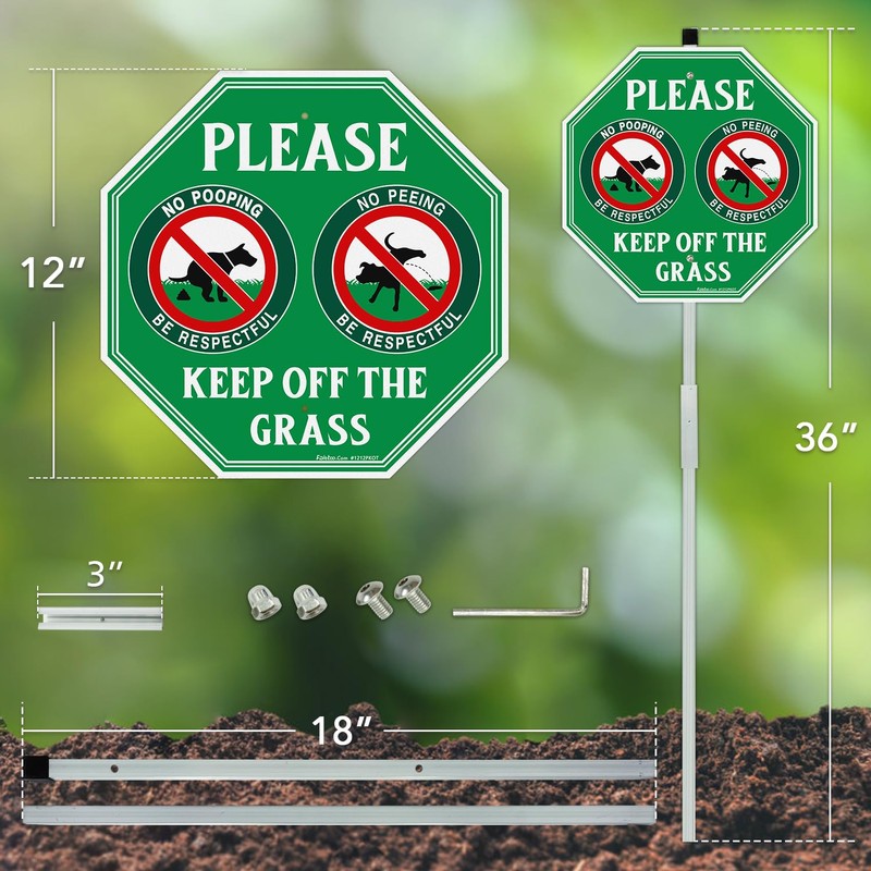 Faittoo No Peeing No Pooping Dog Sign with 36" Stake