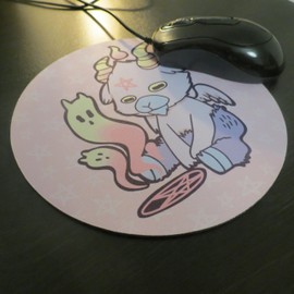 Spooky Kawaii Pastel Goth Mouse Pads - 3mm Thick, 20cm Circumference - Pastel Goth Artwork - Non-Slip, Durable, Smooth Surface for Gaming & Office (baphomet)