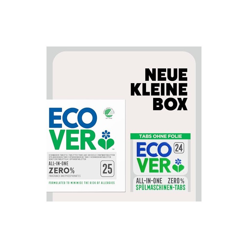 Ecover Zero Dishwasher Tablets with Dishwasher Salt and Rinse Aid,