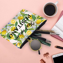 XYANFA Positano Lemon Cosmetic Makeup Bag Positano Travel Present Meet Me In Positano Italian Amalfi Coast Souvenirs Travel Bag (POSITANO makeup bag)