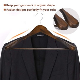 Sukkiri Homu Luxury Wooden Suit Hangers - 6 Pack - Wood Coat Hangers,Jacket Outerwear Shirt Hangers,Glossy Finish with Extra-Wide Shoulder, 360 Degree Swivel Hooks & Anti-Slip Bar