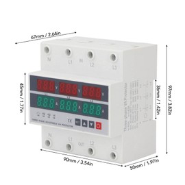 Over/Under Voltage Protector, 63A Auto Reset, Real-time Display, Auto Reset Switch, Protector, DIN Rail Mount