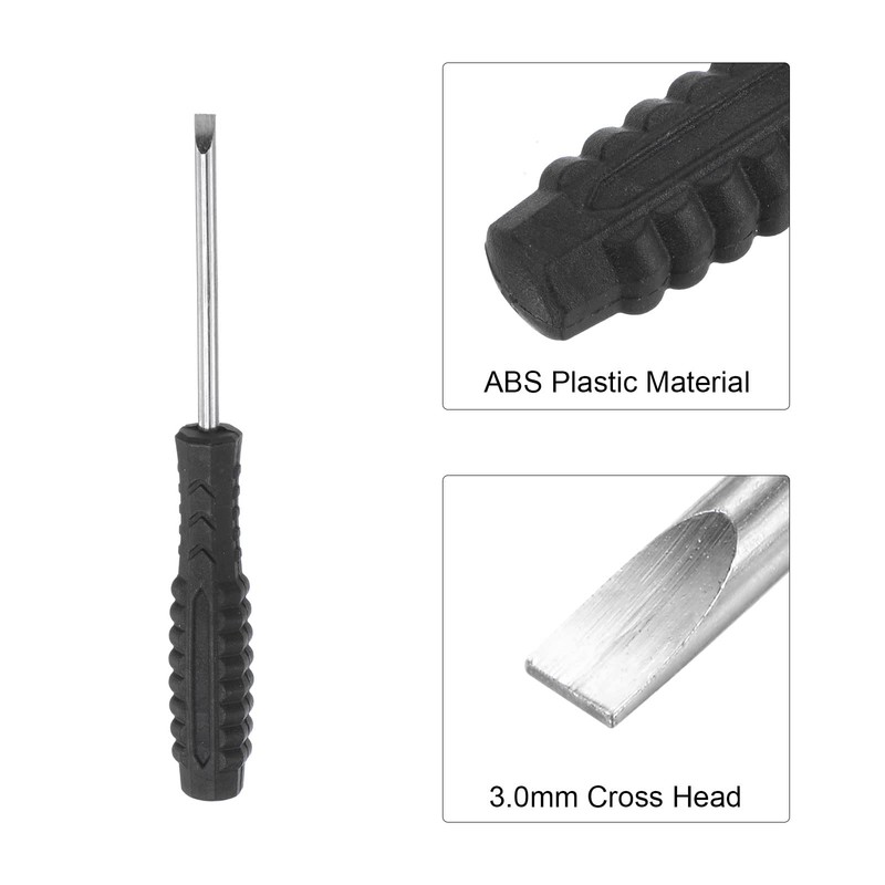 sourcing map Mini Slotted Screwdriver, 3.0mm Flat Head with Non-Slip