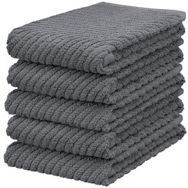 DecorRack 5 Pack 100% Cotton Kitchen Towels, 16x19 inch Soft Terry Dish Towels Absorbent & Durable for Drying, Cleaning & Cooking, Blue (Pack of 5)