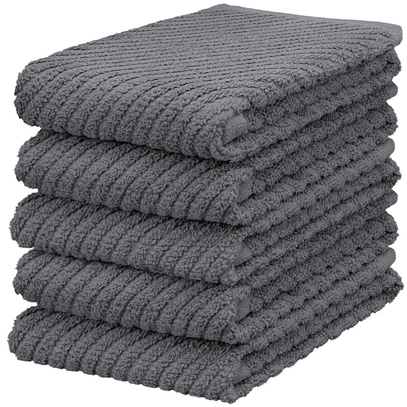 DecorRack 5 Pack 100% Cotton Kitchen Towels, 16x19 inch Soft